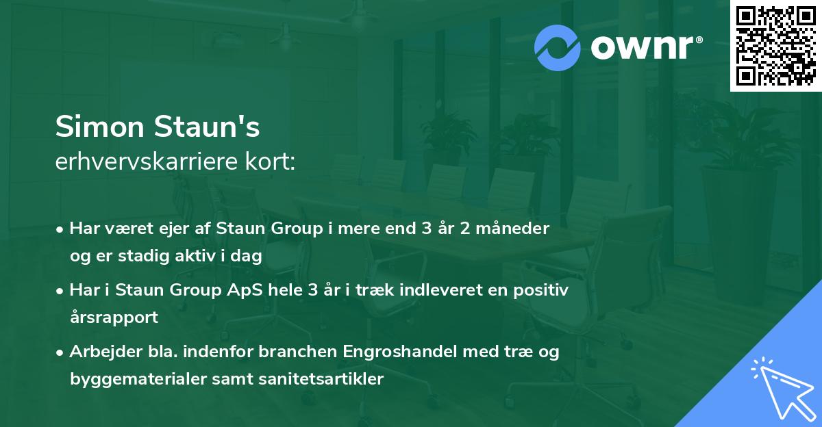 Simon Staun's erhvervskarriere kort