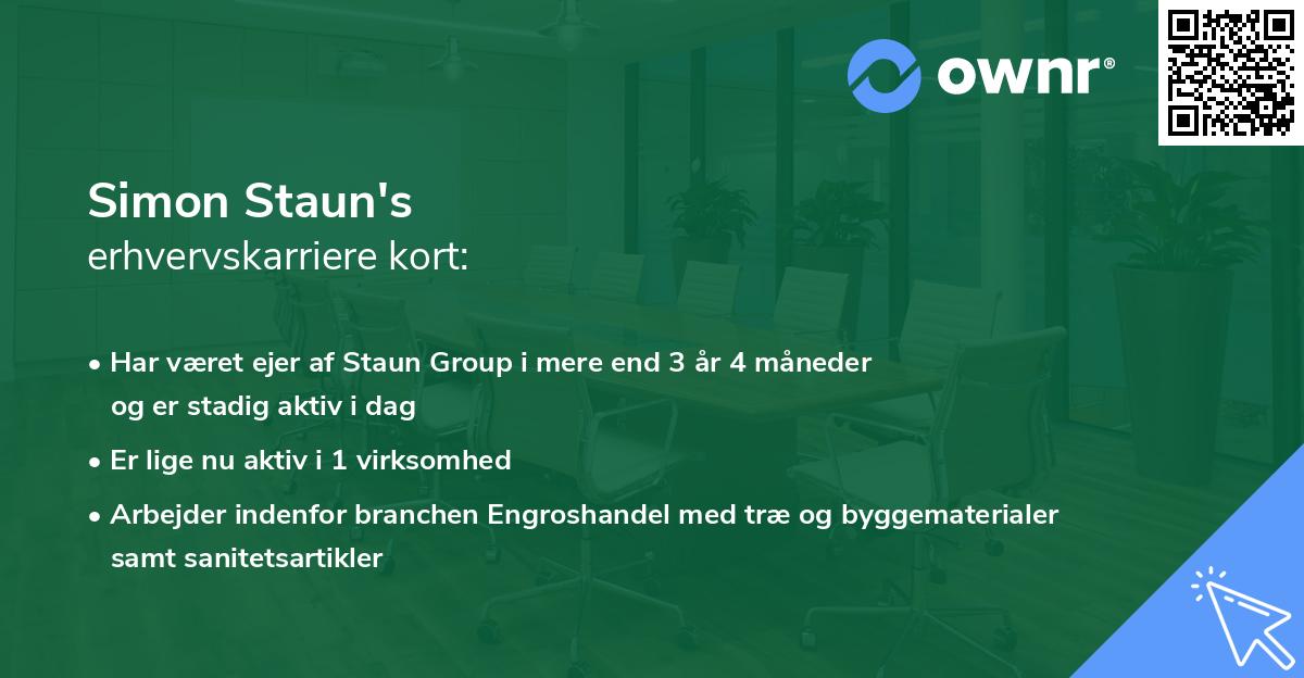 Simon Staun's erhvervskarriere kort