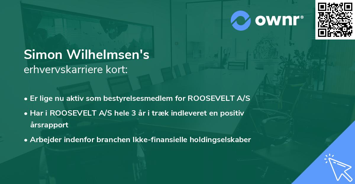 Simon Wilhelmsen's erhvervskarriere kort