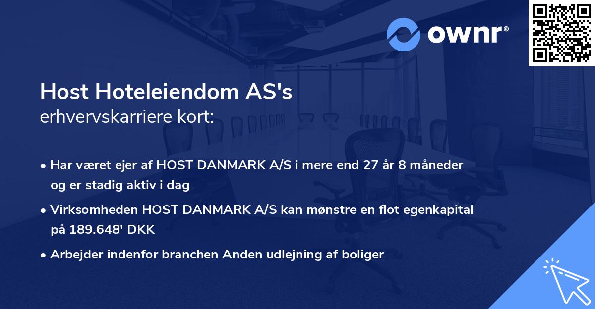 Host Hoteleiendom AS's erhvervskarriere kort