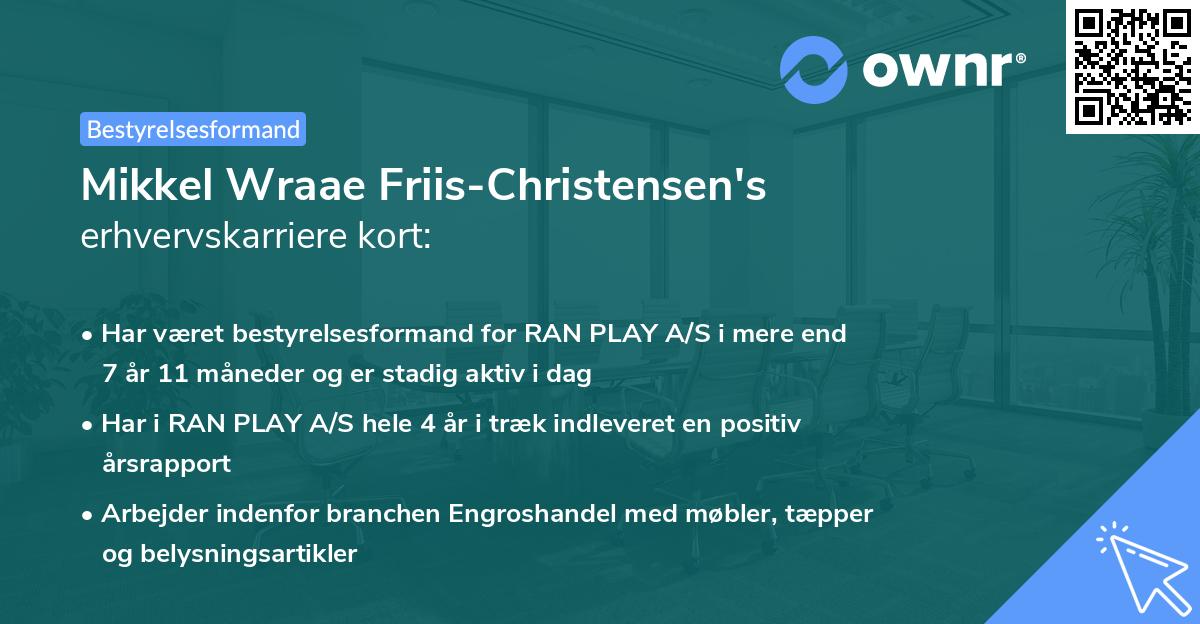 Mikkel Wraae Friis-Christensen's erhvervskarriere kort