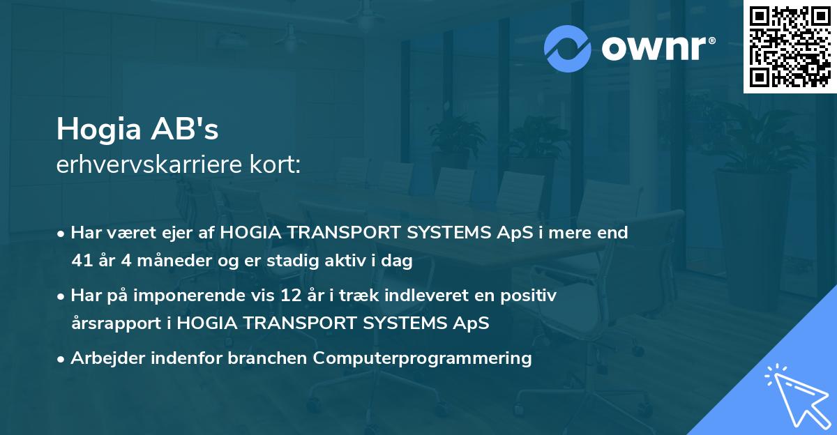 Hogia AB's erhvervskarriere kort