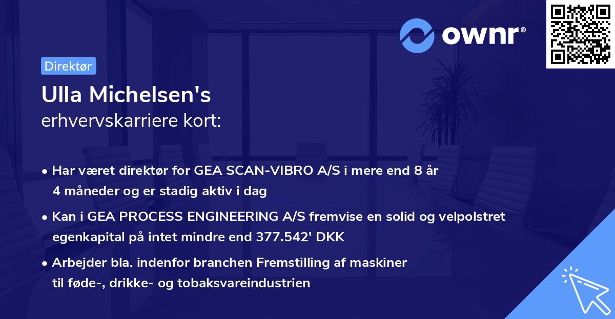 Ulla Michelsen's erhvervskarriere kort