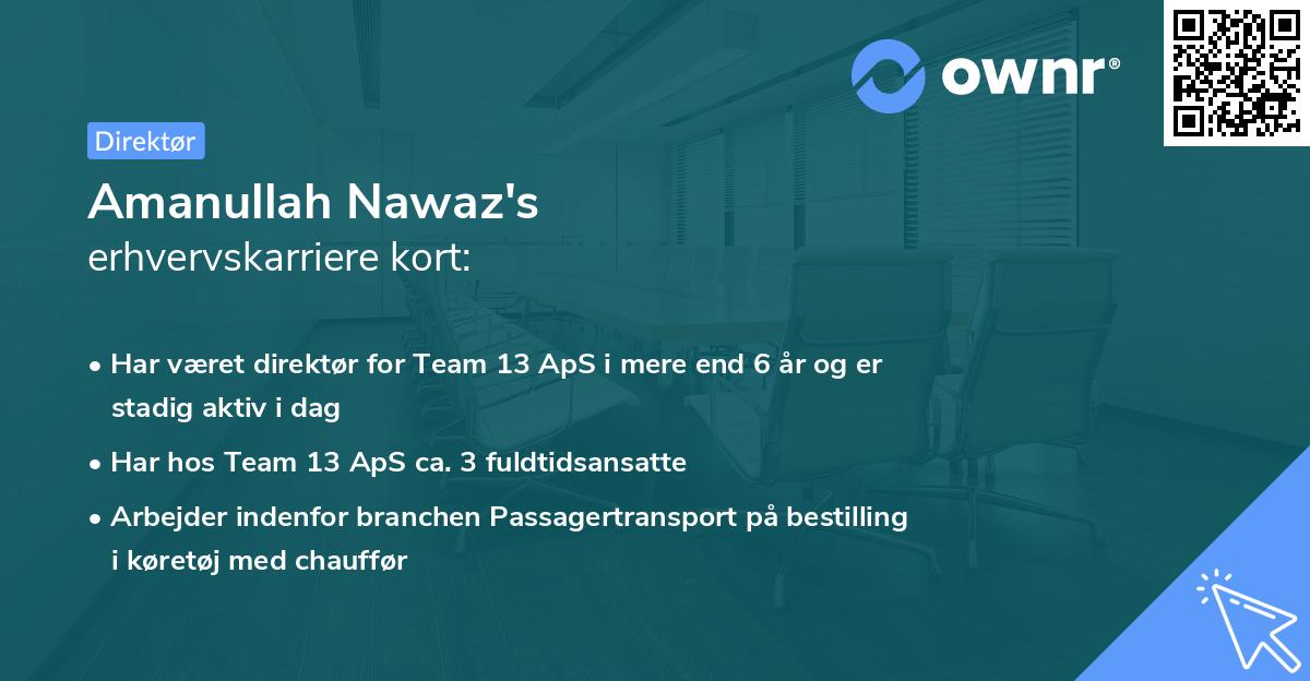 Amanullah Nawaz's erhvervskarriere kort