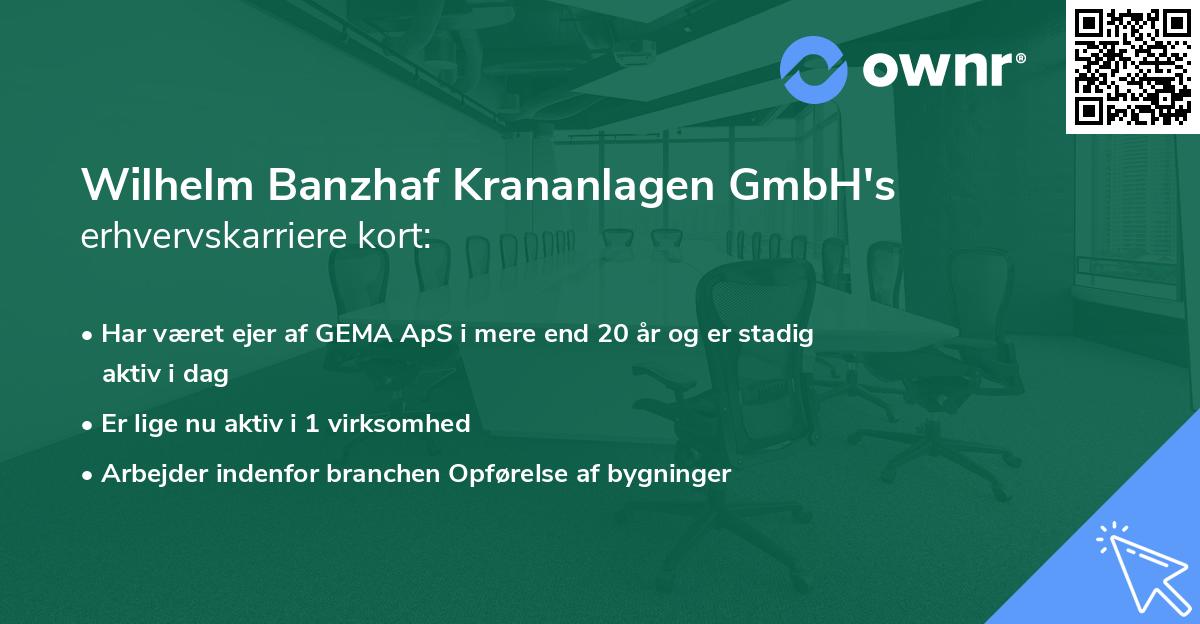 Wilhelm Banzhaf Krananlagen GmbH's erhvervskarriere kort