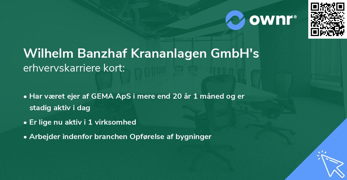 Wilhelm Banzhaf Krananlagen GmbH's erhvervskarriere kort