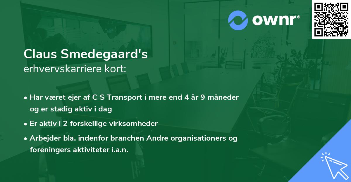 Claus Smedegaard's erhvervskarriere kort