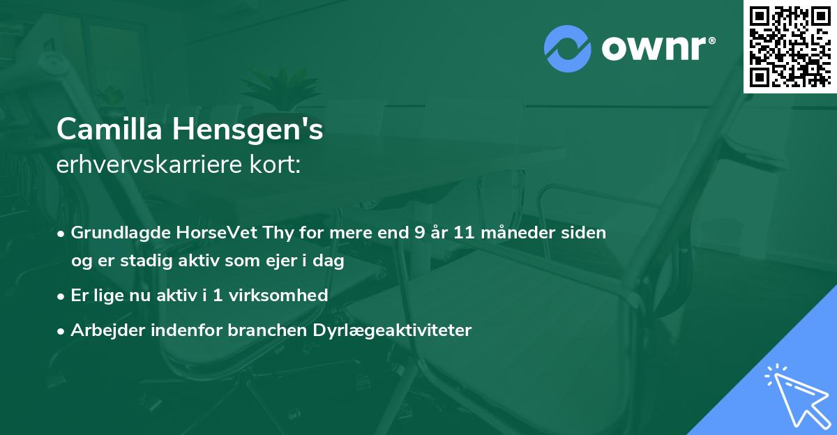 Camilla Hensgen's erhvervskarriere kort