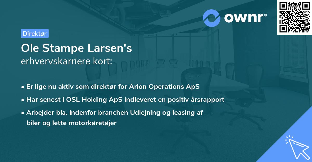 Ole Stampe Larsen's erhvervskarriere kort