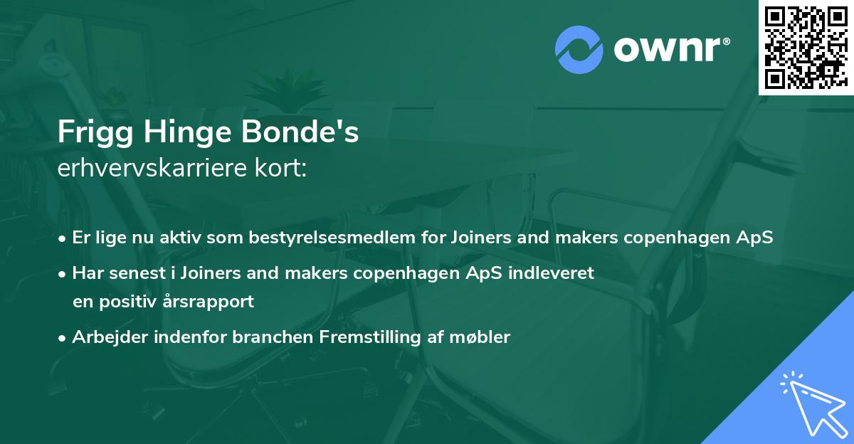 Frigg Hinge Bonde's erhvervskarriere kort