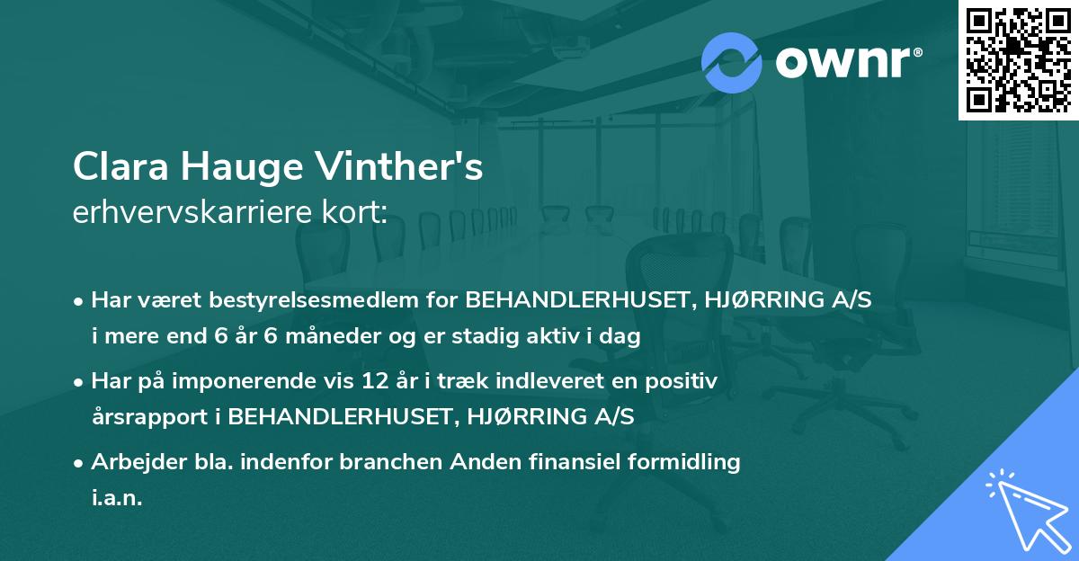 Clara Hauge Vinther's erhvervskarriere kort
