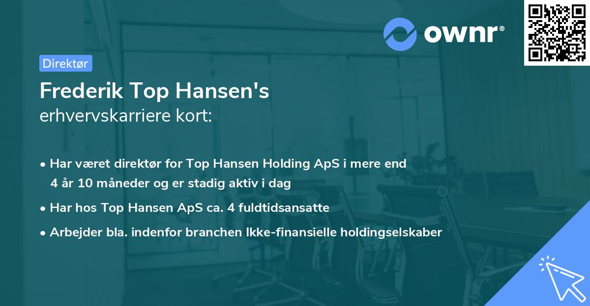 Frederik Top Hansen's erhvervskarriere kort