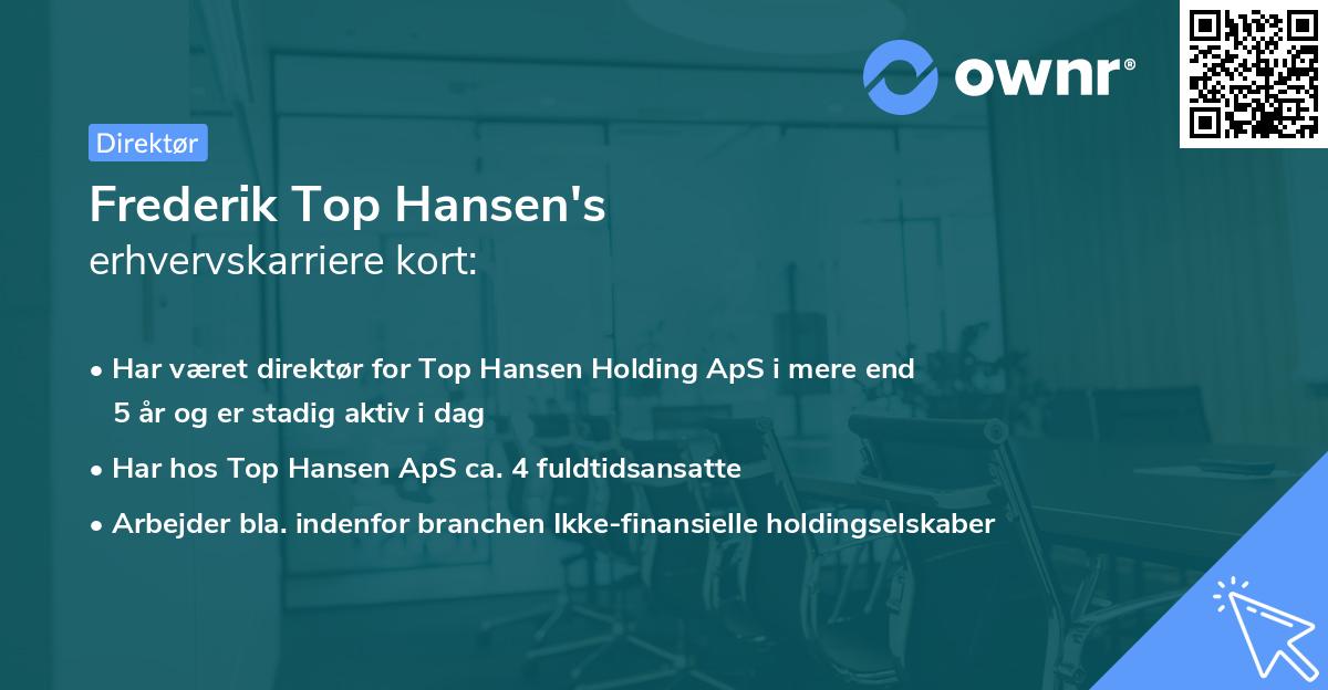 Frederik Top Hansen's erhvervskarriere kort