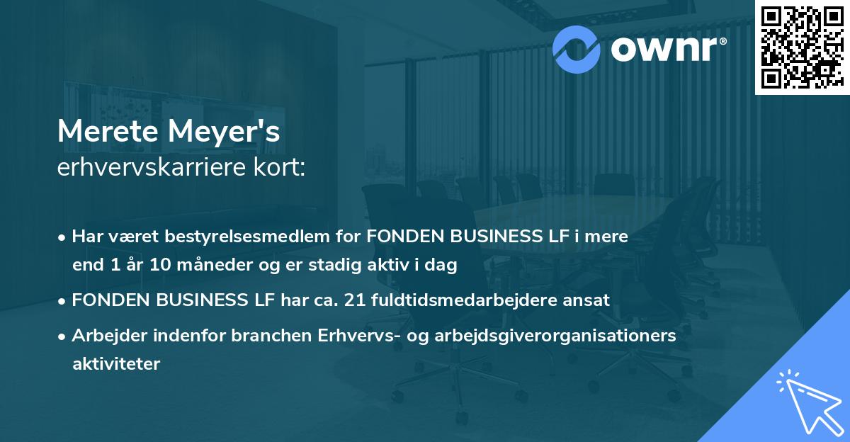 Merete Meyer's erhvervskarriere kort