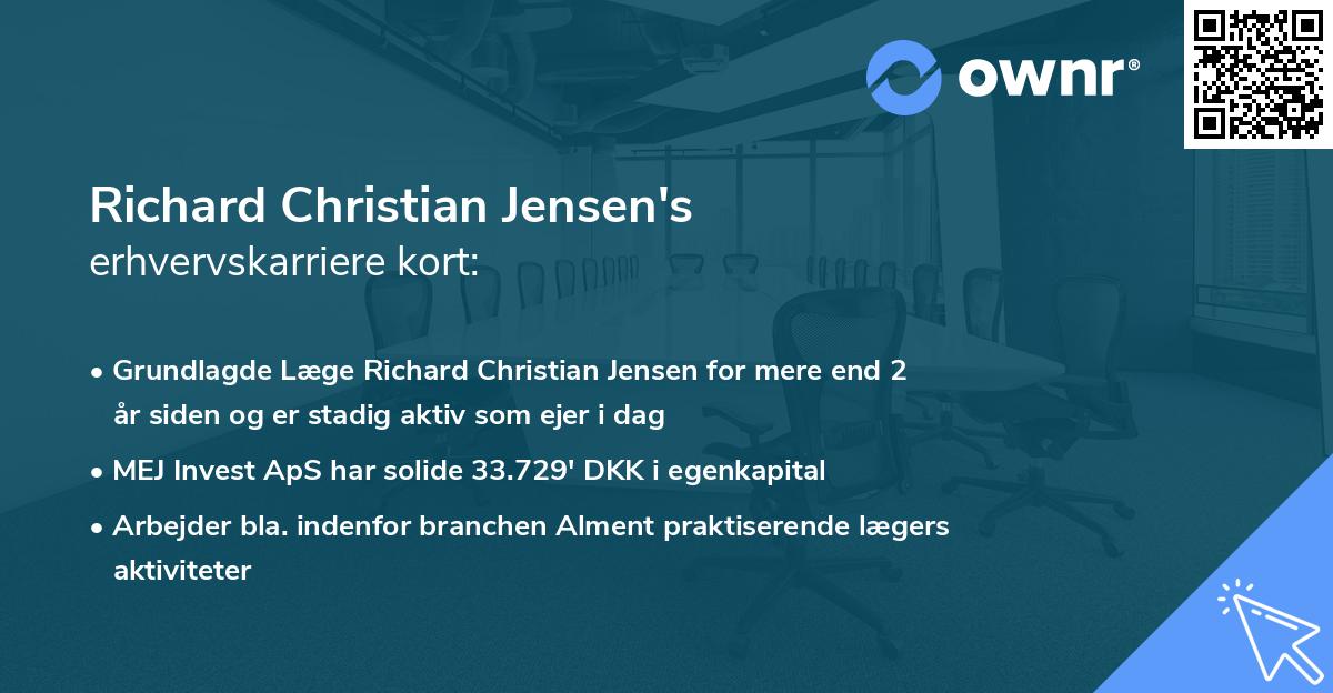Richard Christian Jensen's erhvervskarriere kort