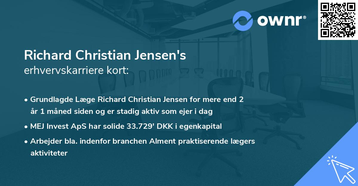 Richard Christian Jensen's erhvervskarriere kort