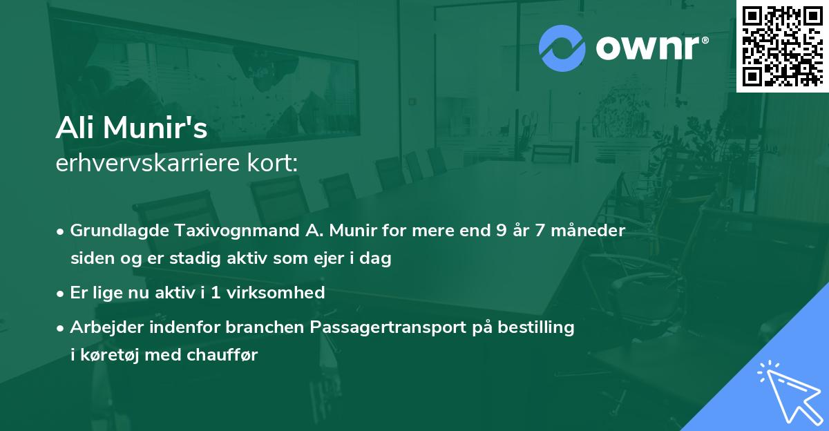 Ali Munir's erhvervskarriere kort