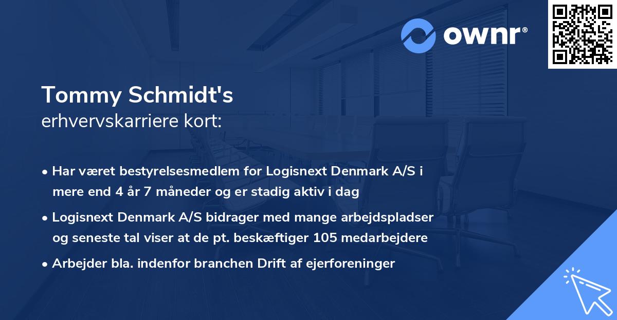 Tommy Schmidt's erhvervskarriere kort
