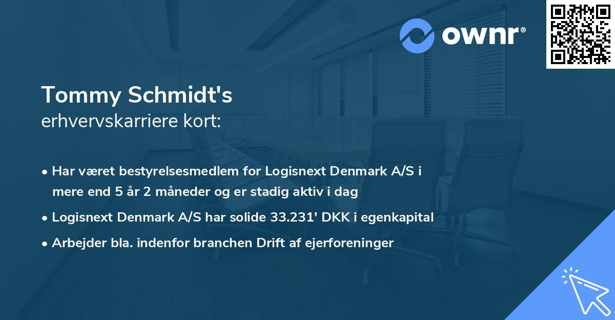 Tommy Schmidt's erhvervskarriere kort
