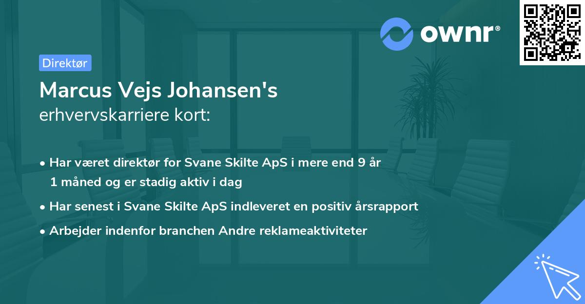 Marcus Vejs Johansen's erhvervskarriere kort