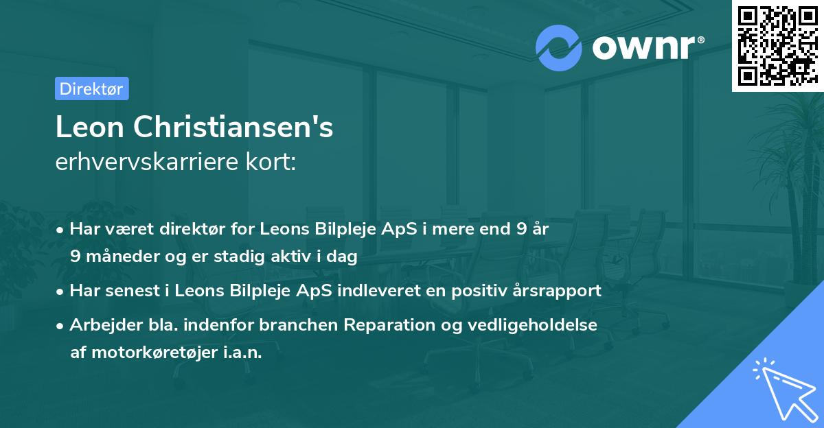 Leon Christiansen's erhvervskarriere kort