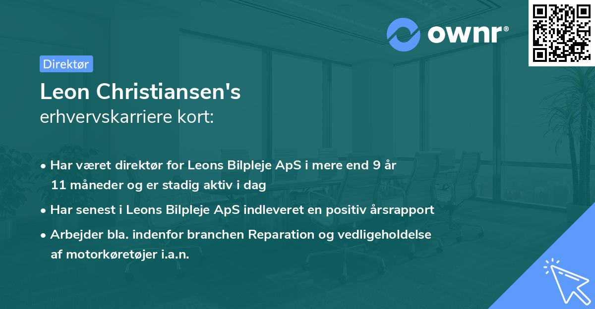 Leon Christiansen's erhvervskarriere kort