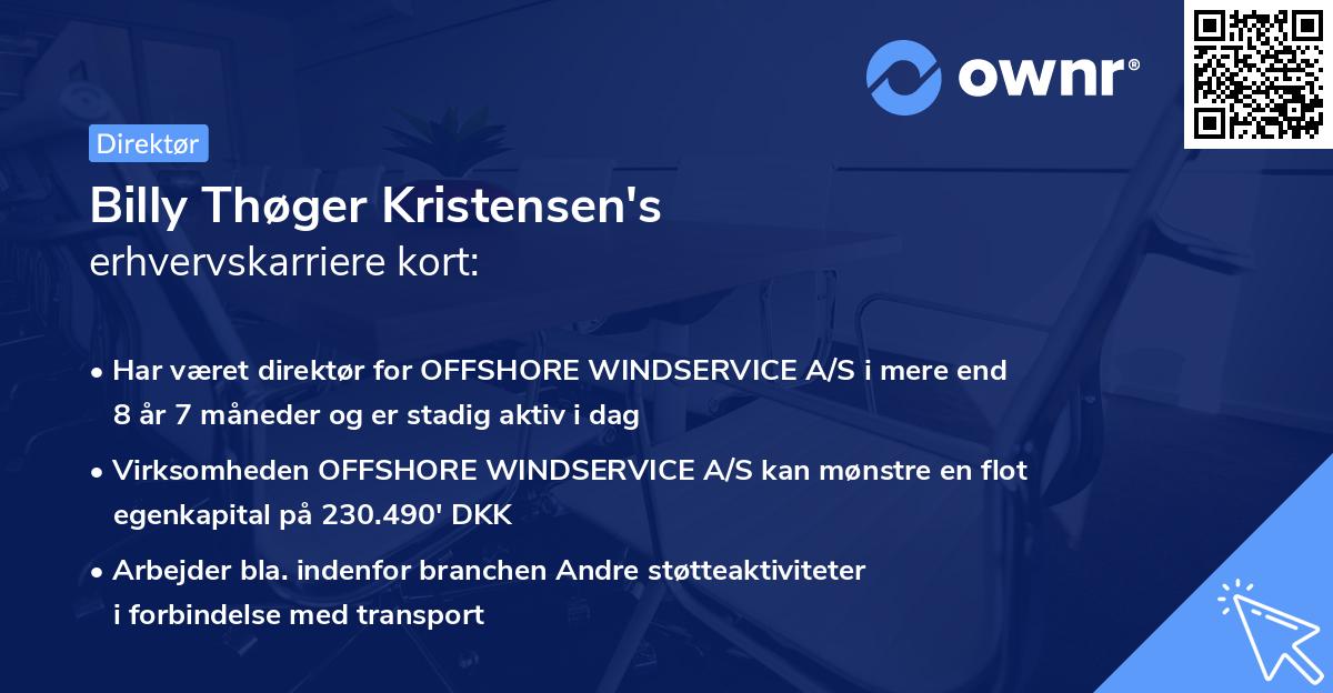 Billy Thøger Kristensen's erhvervskarriere kort