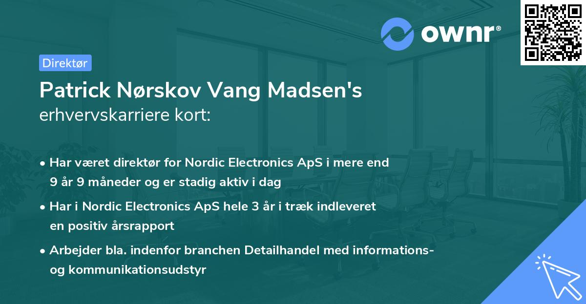 Patrick Nørskov Vang Madsen's erhvervskarriere kort
