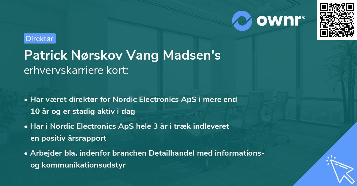 Patrick Nørskov Vang Madsen's erhvervskarriere kort