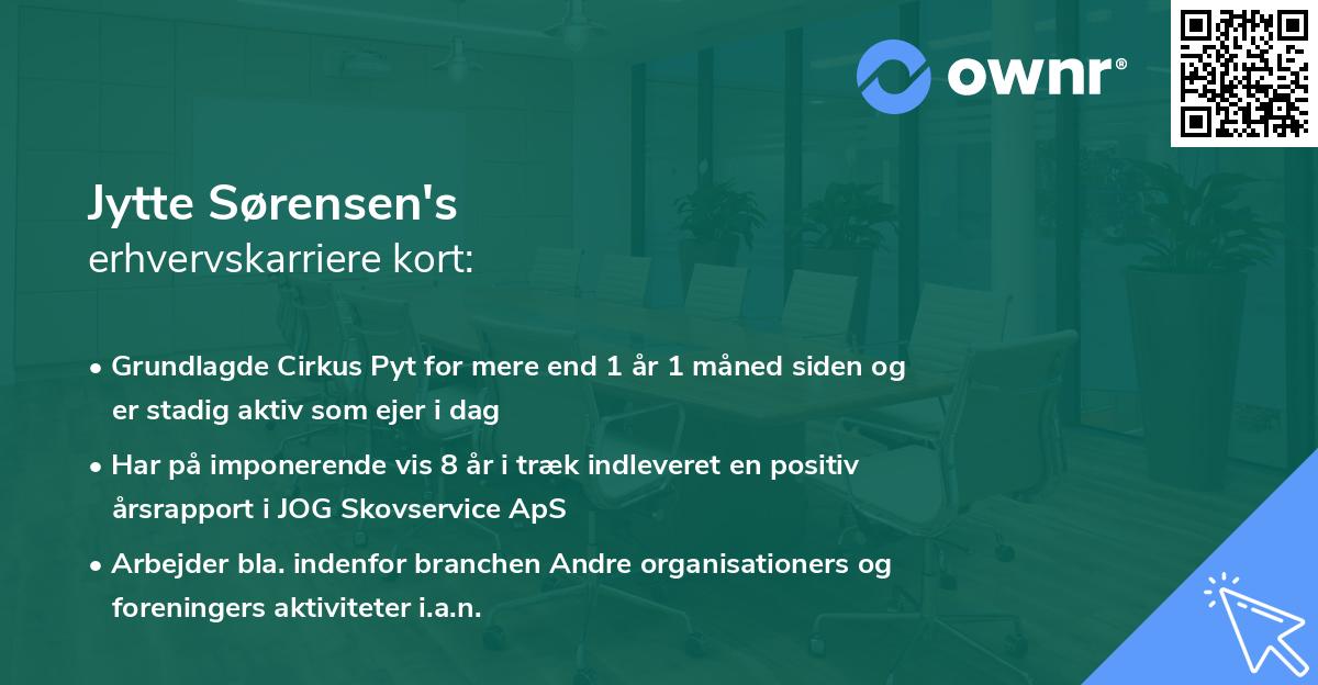 Jytte Sørensen's erhvervskarriere kort