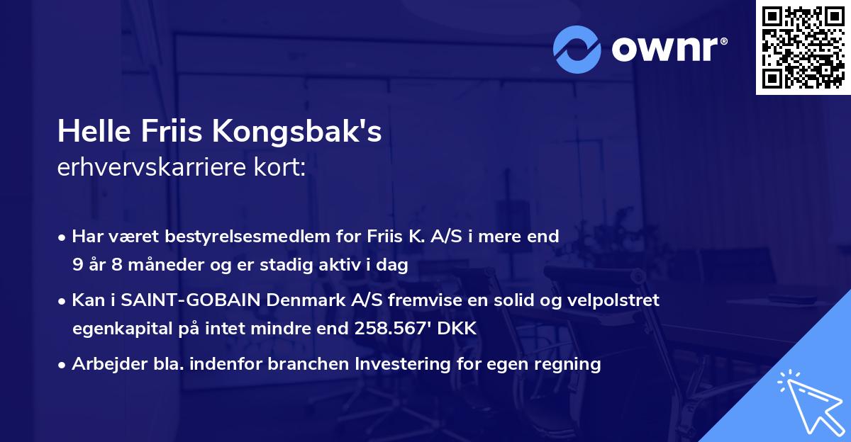 Helle Friis Kongsbak's erhvervskarriere kort