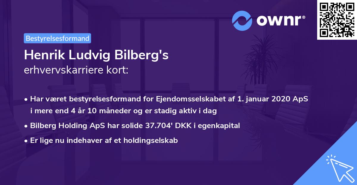 Henrik Ludvig Bilberg's erhvervskarriere kort