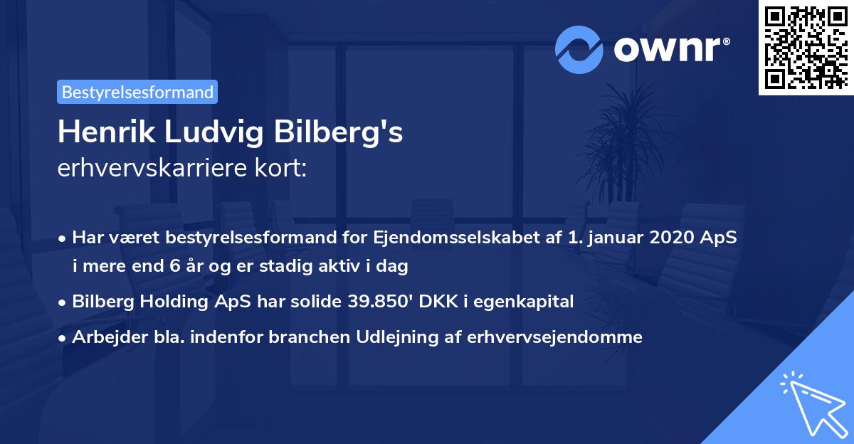 Henrik Ludvig Bilberg's erhvervskarriere kort