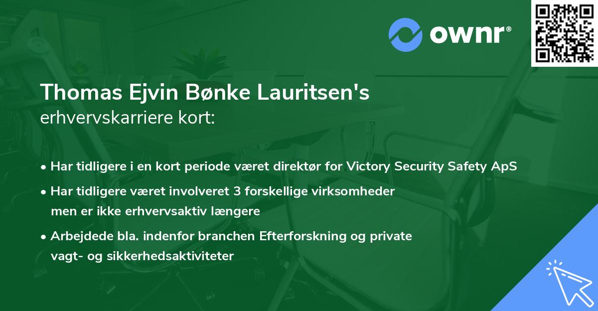 Thomas Ejvin Bønke Lauritsen's erhvervskarriere kort