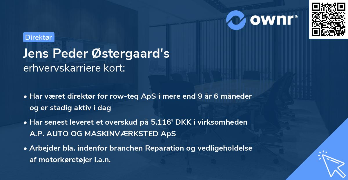 Jens Peder Østergaard's erhvervskarriere kort