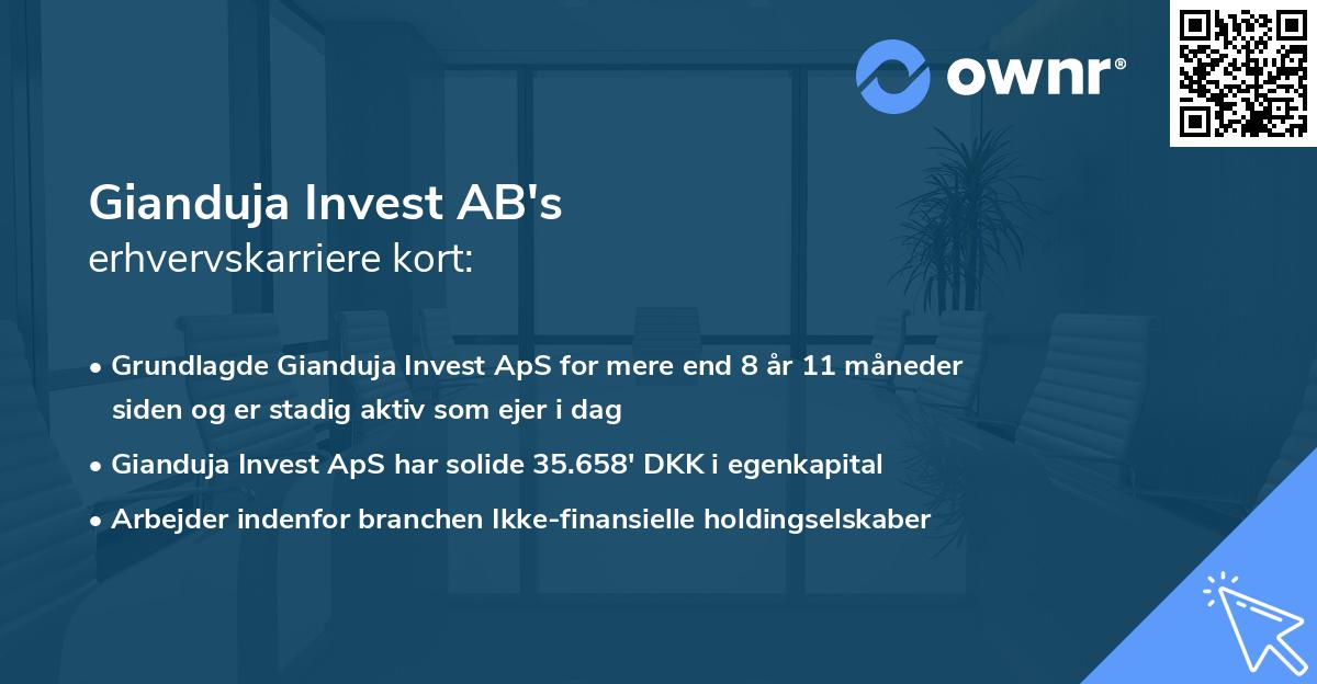 Gianduja Invest AB's erhvervskarriere kort