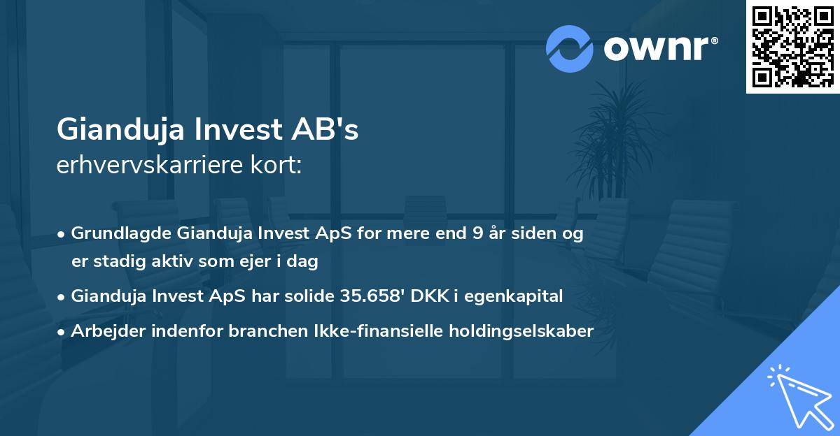 Gianduja Invest AB's erhvervskarriere kort