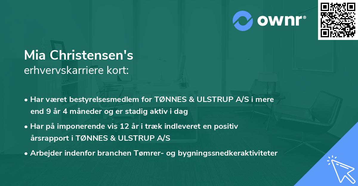 Mia Christensen's erhvervskarriere kort