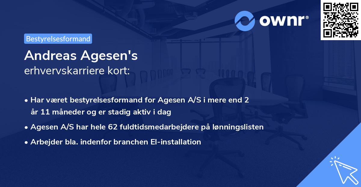 Andreas Agesen's erhvervskarriere kort