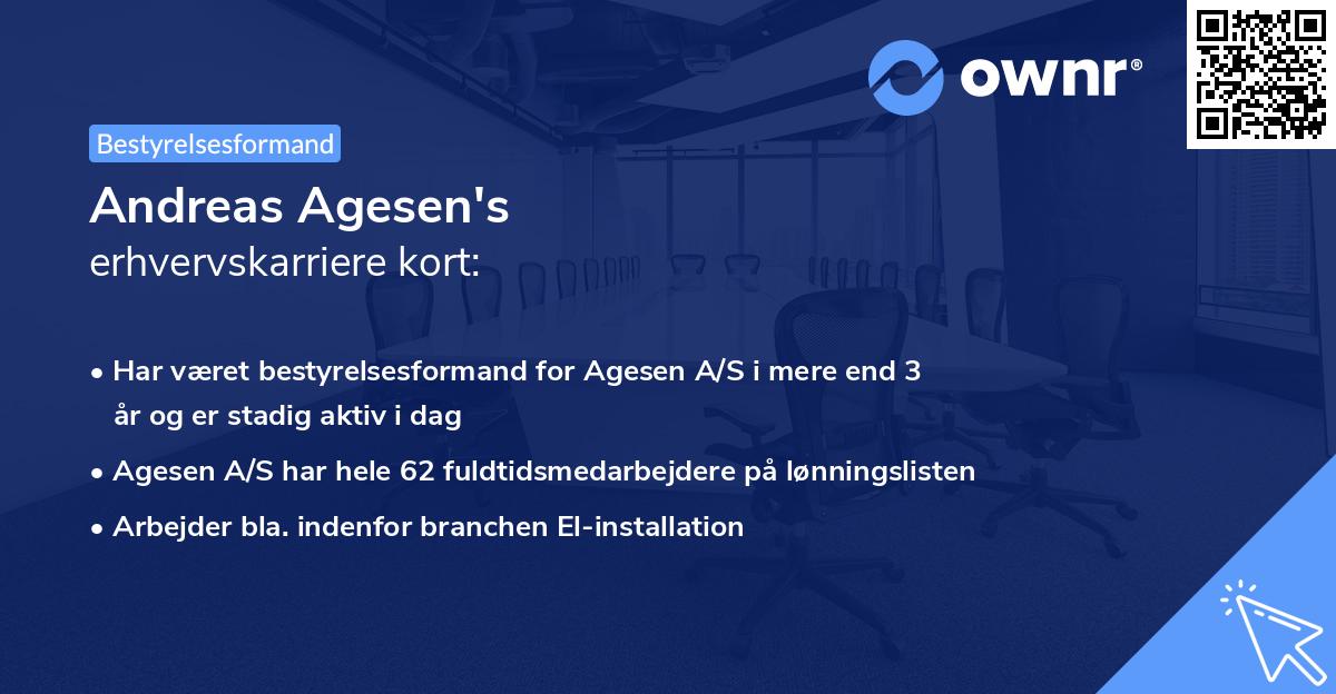 Andreas Agesen's erhvervskarriere kort