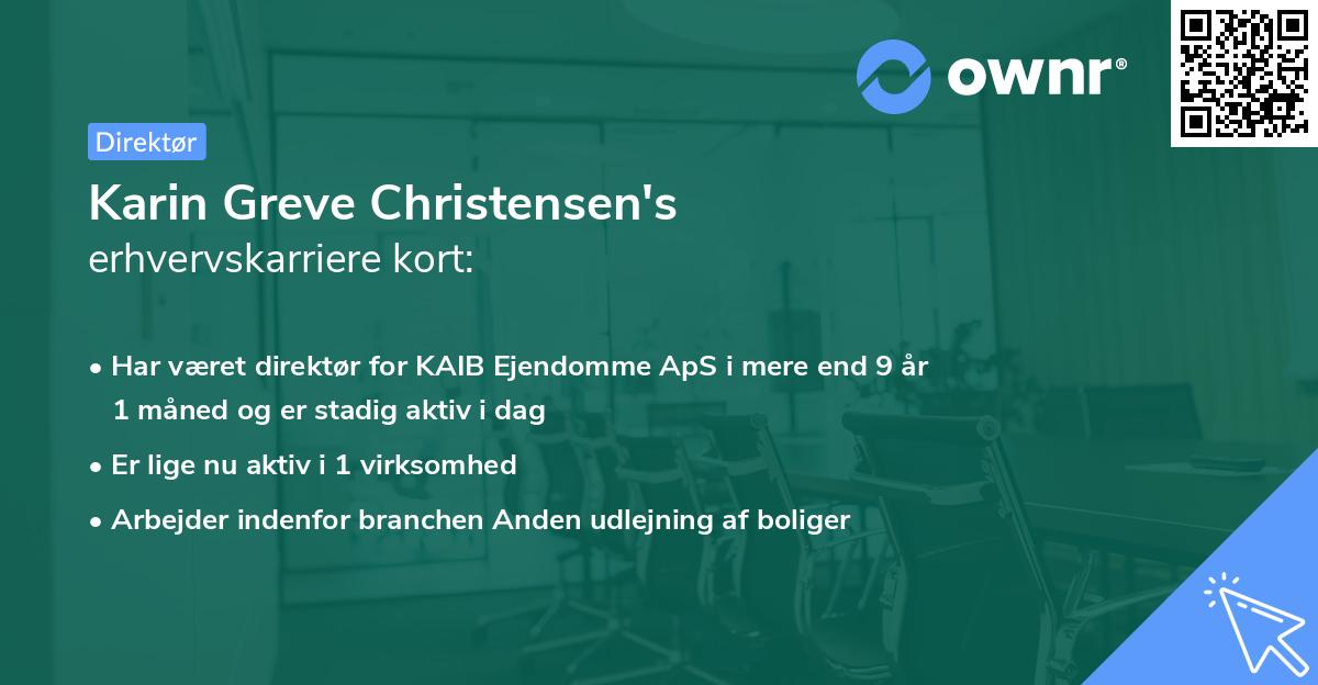 Karin Greve Christensen's erhvervskarriere kort