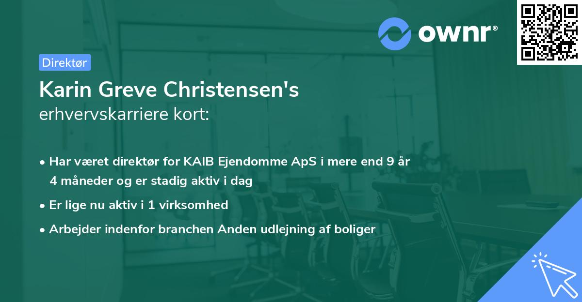 Karin Greve Christensen's erhvervskarriere kort