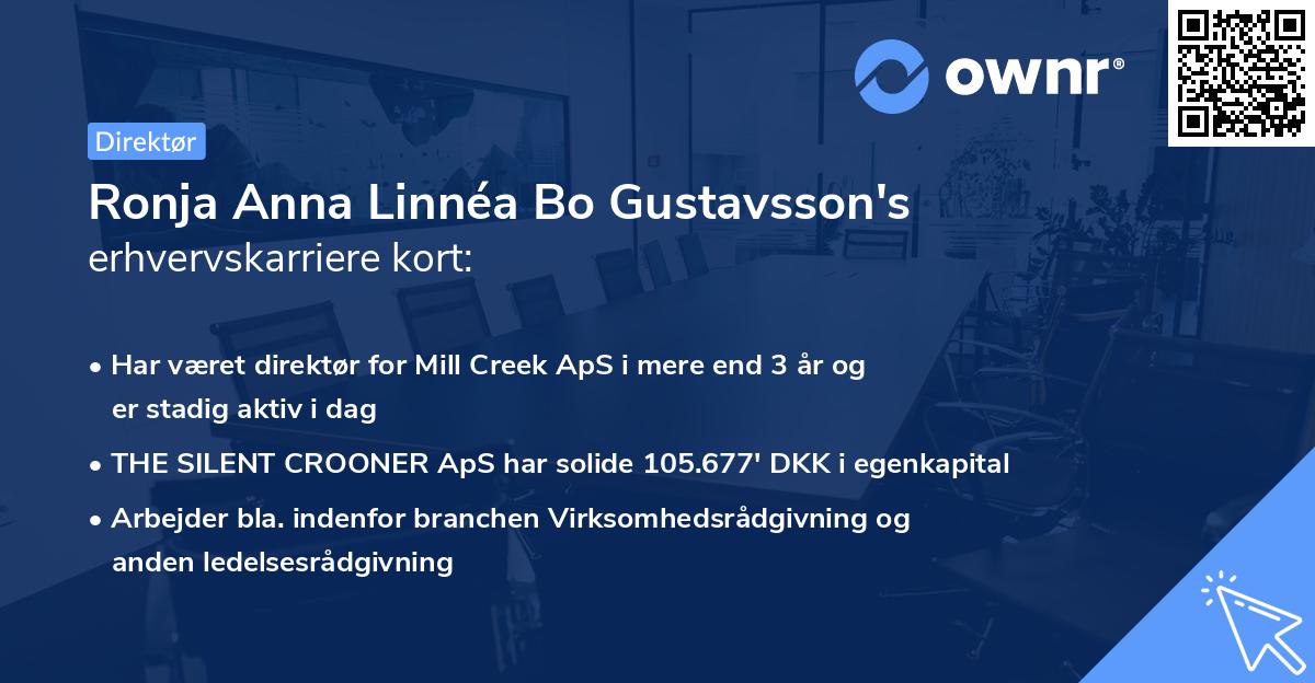 Ronja Anna Linnéa Bo Gustavsson's erhvervskarriere kort