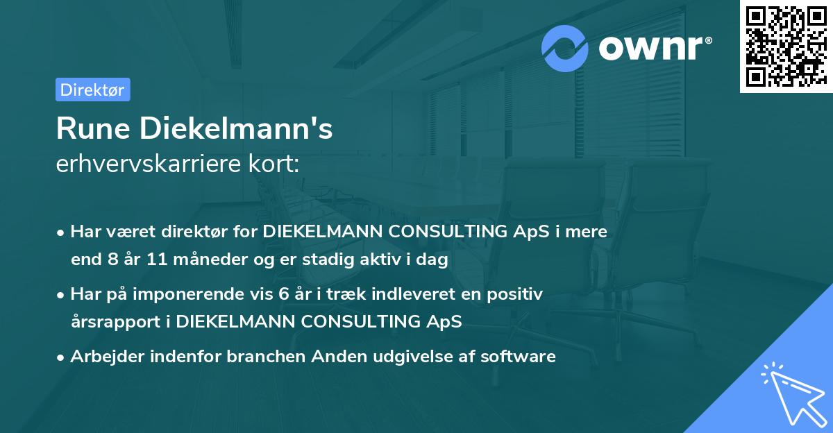 Rune Diekelmann's erhvervskarriere kort