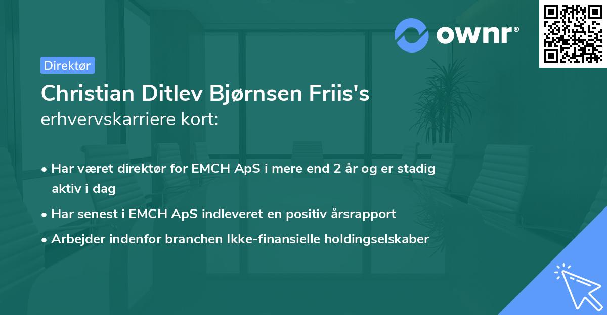 Christian Ditlev Bjørnsen Friis's erhvervskarriere kort