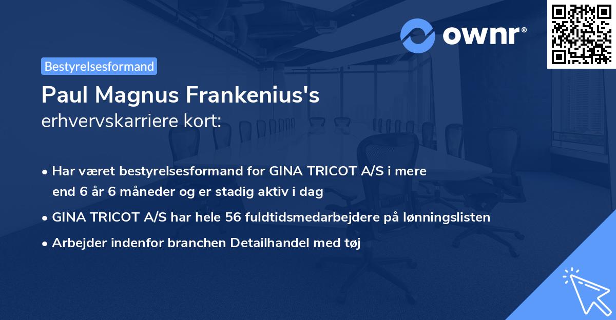 Paul Magnus Frankenius's erhvervskarriere kort