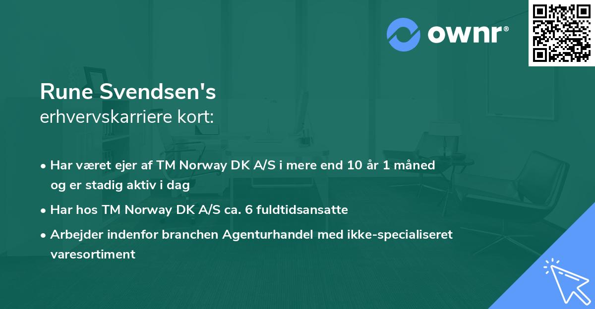 Rune Svendsen's erhvervskarriere kort