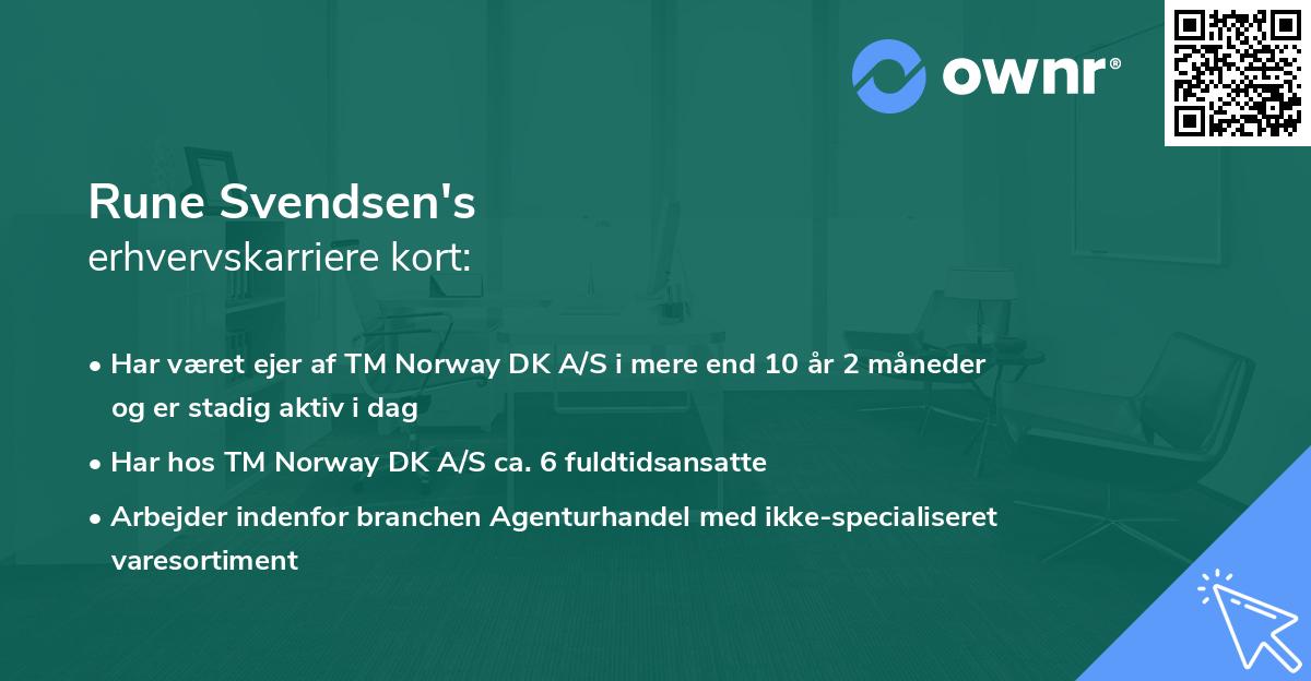 Rune Svendsen's erhvervskarriere kort