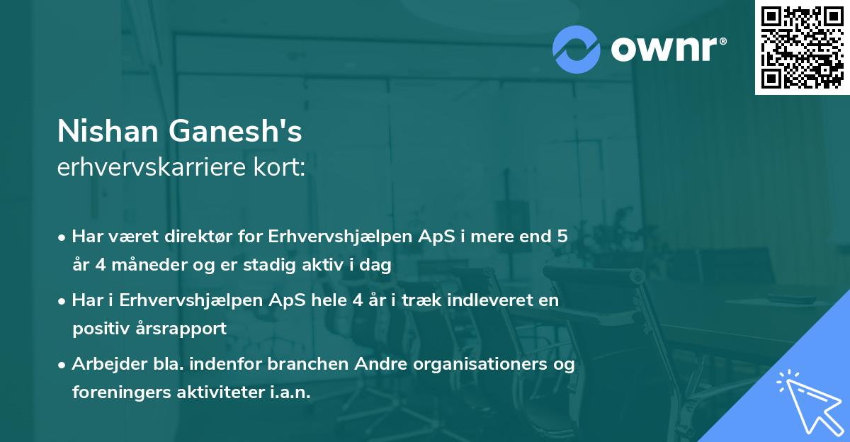 Nishan Ganesh's erhvervskarriere kort