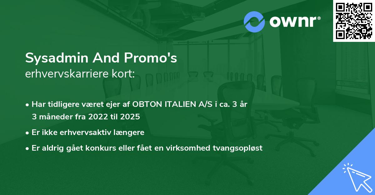 Sysadmin And Promo's erhvervskarriere kort